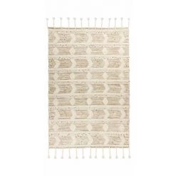 Paris Prix - Tapis Bohème Tissé Fait à La Main "bohist" Crème & Kaki 80 X 150 Cm