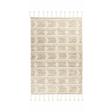 Paris Prix - Tapis Bohème Tissé Fait à La Main "bohist" Crème & Kaki 80 X 150 Cm 1 Paris Prix - Tapis Bohème Tissé Fait à La Main "bohist" Crème & Kaki 80 X 150 Cm