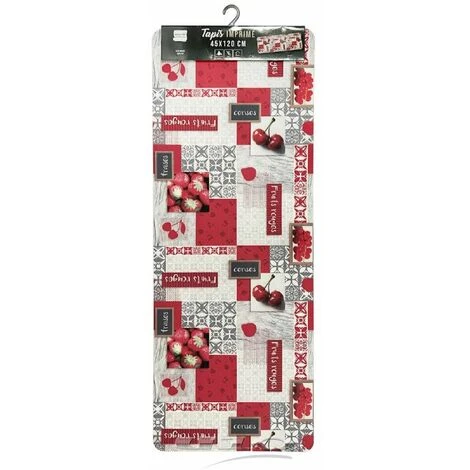 Paris Prix - Tapis Déco Imprimé "fraisia" 45x120cm Rouge 2 Paris Prix - Tapis Déco Imprimé "fraisia" 45x120cm Rouge – Image 2