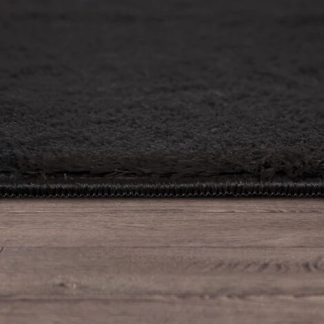 Paco Home Tapis De Salon Poils Ras Lavable Monochrome Style Moderne Noir 60x100 Cm 2 Paco Home Tapis De Salon Poils Ras Lavable Monochrome Style Moderne Noir 60x100 Cm – Image 2