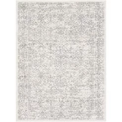 SURYA - Tapis De Salon Et Chambre - Vintage Oriental - MARGAUX - 160x216cm - Blanc Et Gris