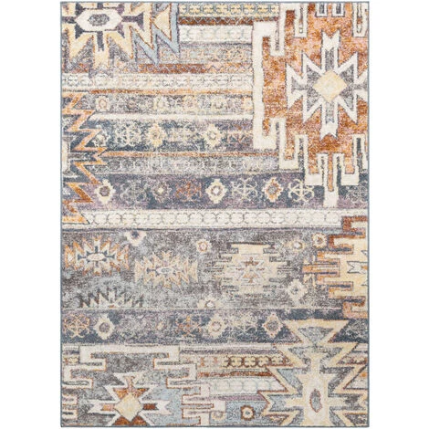 SURYA - Tapis De Salon Et Chambre - Vintage Éthnique Bohème - ROMANE - 160x220cm - Gris Et Orange 1 SURYA - Tapis De Salon Et Chambre - Vintage Éthnique Bohème - ROMANE - 160x220cm - Gris Et Orange