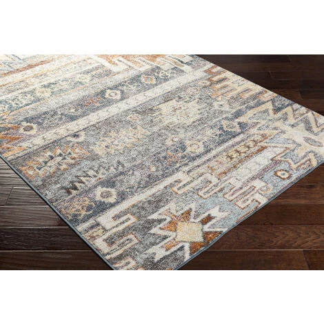 SURYA - Tapis De Salon Et Chambre - Vintage Éthnique Bohème - ROMANE - 160x220cm - Gris Et Orange 5 SURYA - Tapis De Salon Et Chambre - Vintage Éthnique Bohème - ROMANE - 160x220cm - Gris Et Orange – Image 5