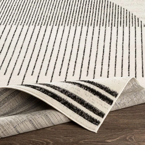 SURYA AYA - Tapis Géométrique, Noir, Ivoire, Et Gris – 152x213cm 3 SURYA AYA - Tapis Géométrique, Noir, Ivoire, Et Gris – 152x213cm – Image 3