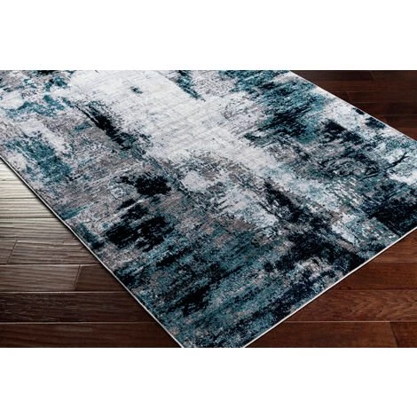 SURYA GIULIA - Tapis Abstrait, Gris Argenté Et Bleu Marine - 160x220cm 5 SURYA GIULIA - Tapis Abstrait, Gris Argenté Et Bleu Marine - 160x220cm – Image 5