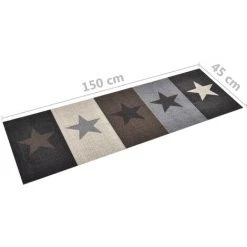 NOVA Carpet De Cuisine NON-SPIP IMPRESSIONS MONOCHROMET LAVABLE DISTRIVES MESURES Tapis De Sol De Cuisine Lavable Étoile 45x150 Cm -Tapis et paillasson Soldes 57222467 5