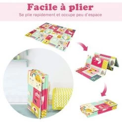 DREMADE DREAMADE Tapis D'Éveil Et De Jeu Pliable Pour Bébé En XPE, Tapis Rampant 180x200x1,4 CM Avec 2 Faces Différents Images Et Sac De Rangement, Idéal Pour L'Intérieur Et L'Extérieur -Tapis et paillasson Soldes 57242073 4