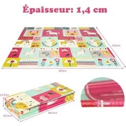 DREMADE DREAMADE Tapis D'Éveil Et De Jeu Pliable Pour Bébé En XPE, Tapis Rampant 180x200x1,4 CM Avec 2 Faces Différents Images Et Sac De Rangement, Idéal Pour L'Intérieur Et L'Extérieur -Tapis et paillasson Soldes 57242073 5