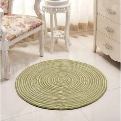 Ensoleillé Tapis Tressé à La Main - Rond - Pour Le Salon, La Chambre à Coucher, La Salle De Bain, La Chambre D'enfant - Vert - 40 X 40 Cm