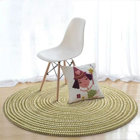 Ensoleillé Tapis Tressé à La Main - Rond - Pour Le Salon, La Chambre à Coucher, La Salle De Bain, La Chambre D'enfant - Vert - 40 X 40 Cm 3 Ensoleillé Tapis Tressé à La Main - Rond - Pour Le Salon, La Chambre à Coucher, La Salle De Bain, La Chambre D'enfant - Vert - 40 X 40 Cm – Image 3