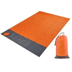 FR-LIFE BR-Vie Tapis De Plage Pliable 200*200cm, Natte De Plage Léger, Portable Et Etanche Avec 4 Piquets Pour Plage Pour Plage, Camping, Yoga, Randonnée, Voyage