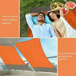 FR-LIFE BR-Vie Tapis De Plage Pliable 200*200cm, Natte De Plage Léger, Portable Et Etanche Avec 4 Piquets Pour Plage Pour Plage, Camping, Yoga, Randonnée, Voyage -Tapis et paillasson Soldes 57555484 4