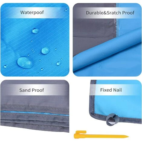 FR-LIFE Couverture De Plage,BR-Vie Couverture De Poche Portable Pliable Légère Imperméable De 79 X 83 Pouces Tapis De Pique-Nique Surdimensionné Pour Jardin Extérieur Parc Herbe Voyage Randonnée 4 FR-LIFE Couverture De Plage,BR-Vie Couverture De Poche Portable Pliable Légère Imperméable De 79 X 83 Pouces Tapis De Pique-Nique Surdimensionné Pour Jardin Extérieur Parc Herbe Voyage Randonnée – Image 4