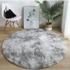 AUTRES Tapis Shaggy De Ronde Gris 160cm Fibre De Polypropylène Souple Tapis De Salon Longues Pile Tapis De Sol D'intérieur Modelée Décor
