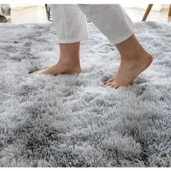 AUTRES Tapis Shaggy De Ronde Gris 160cm Fibre De Polypropylène Souple Tapis De Salon Longues Pile Tapis De Sol D'intérieur Modelée Décor -Tapis et paillasson Soldes 57749512 3