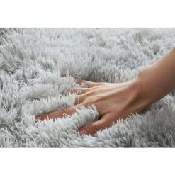 AUTRES Tapis Shaggy De Ronde Gris 160cm Fibre De Polypropylène Souple Tapis De Salon Longues Pile Tapis De Sol D'intérieur Modelée Décor -Tapis et paillasson Soldes 57749512 5