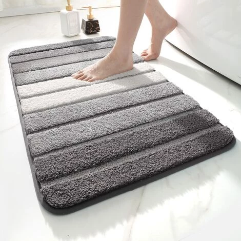 OUSUDELA Tapis De Bain Antiderapant,Extra Doux Tapis Salle Bain,Lavable En Machine,Absorbant L'eau,40 X 60 Cm,Gris 2 OUSUDELA Tapis De Bain Antiderapant,Extra Doux Tapis Salle Bain,Lavable En Machine,Absorbant L'eau,40 X 60 Cm,Gris – Image 2