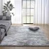 OUSUDELA Tapis Chambre Shaggy Tapis Pour Salon Shaggy Tapis De Sol Grand Pour Couloir Soft Tapis à Poils Longs Moelleux Tapis Antidérapant Intérieur Moelleux épais Pour Salon Chambre Gris Blanc,60*120cm