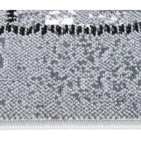 TRUE DEAL Tapis BCF Gris Avec Motif De Blocs 80x250 Cm 2 TRUE DEAL Tapis BCF Gris Avec Motif De Blocs 80x250 Cm – Image 2