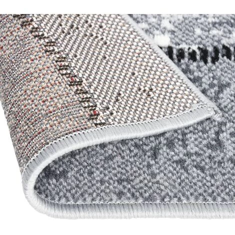 TRUE DEAL Tapis BCF Gris Avec Motif De Blocs 80x250 Cm 4 TRUE DEAL Tapis BCF Gris Avec Motif De Blocs 80x250 Cm – Image 4