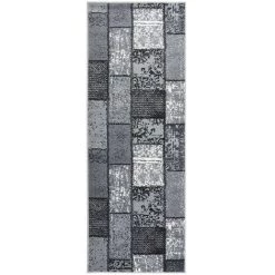 TRUE DEAL Tapis BCF Gris Avec Motif De Blocs 80x150 Cm