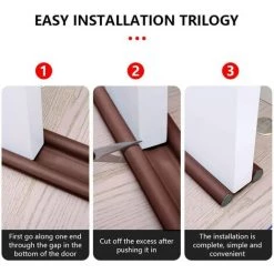 TINOR 1PCS Bas De Porte Double Isolant,Boudin De Porte Stop Froid,Bas De Porte Isolant Double Protection Contre Courants D'air Anti Bruit (1PCS, Brun) -Tapis et paillasson Soldes 57911777 3