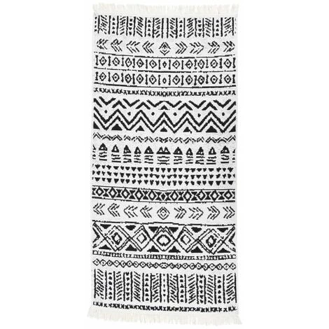 VidaXL Tapis Noir Et Blanc 100x200 Cm Coton - Noir 1 VidaXL Tapis Noir Et Blanc 100x200 Cm Coton - Noir