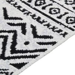 VidaXL Tapis Noir Et Blanc 100x200 Cm Coton - Noir 8 VidaXL Tapis Noir Et Blanc 100x200 Cm Coton - Noir -Tapis et paillasson Soldes 57912777 4
