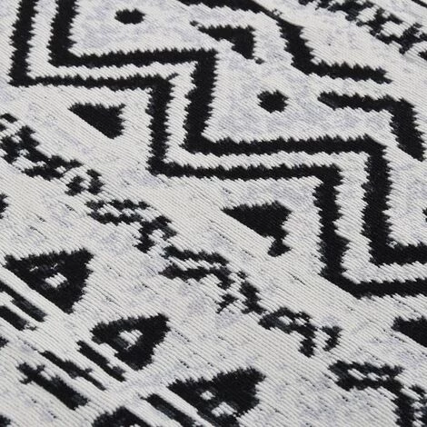 VidaXL Tapis Noir Et Blanc 100x200 Cm Coton - Noir 5 VidaXL Tapis Noir Et Blanc 100x200 Cm Coton - Noir – Image 5