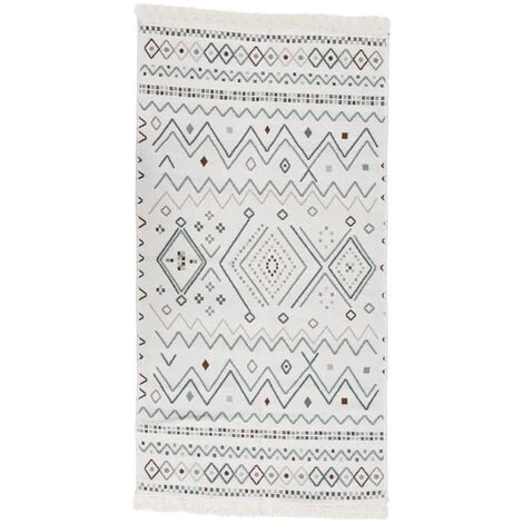 VidaXL Tapis Beige Et Bleu 80x150 Cm Coton - Beige 1 VidaXL Tapis Beige Et Bleu 80x150 Cm Coton - Beige
