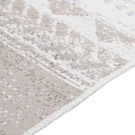 VidaXL Tapis Beige 100x200 Cm Coton - Beige 4 VidaXL Tapis Beige 100x200 Cm Coton - Beige – Image 4