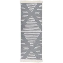 VidaXL Tapis Gris Foncé 100x300 Cm Coton - Gris