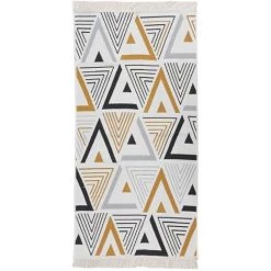 VidaXL Tapis Jaune Et Gris 100x200 Cm Coton - Jaune