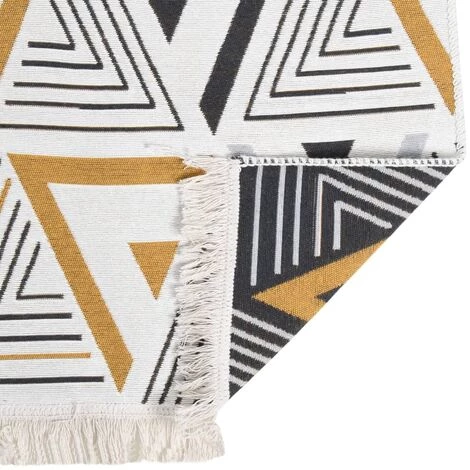 VidaXL Tapis Jaune Et Gris 100x200 Cm Coton - Jaune 4 VidaXL Tapis Jaune Et Gris 100x200 Cm Coton - Jaune – Image 4