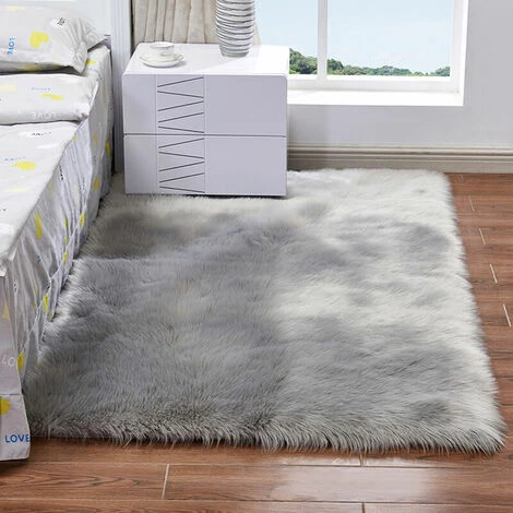LANGRAY Imitation Peau De Mouton Canapé Coussin De Sol Cachemire Coussin Complet Gris 40*60cm 1 LANGRAY Imitation Peau De Mouton Canapé Coussin De Sol Cachemire Coussin Complet Gris 40*60cm