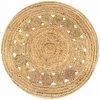 LITZEE Tapis Tapis Jute Design Tresse 90 Cm Rond