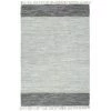 LANGRAY Tapis Chindi Tissé Main Cuir 80 X 160 Cm Gris