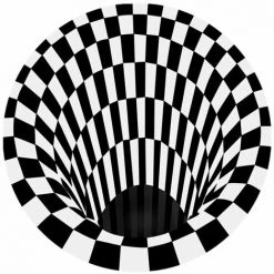LANGRAY Transfrontalier Noir Et Blanc Vision Stéréo Tapis Rond Salon Table Basse Canapé Couverture 3D Illusion Tapis 60*60cm