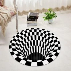 LANGRAY Transfrontalier Noir Et Blanc Vision Stéréo Tapis Rond Salon Table Basse Canapé Couverture 3D Illusion Tapis 60*60cm 9 LANGRAY Transfrontalier Noir Et Blanc Vision Stéréo Tapis Rond Salon Table Basse Canapé Couverture 3D Illusion Tapis 60*60cm -Tapis et paillasson Soldes 58140039 5