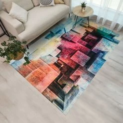 TAPIS PAS CHER Tapis Salon 50x80 Cm Rectangulaire IMPNUM 54 Multicolore Entrée Adapté Au Chauffage Par Le Sol - Multicolore