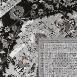 Paco Home Tapis De Salon Poils Ras Oriental Ornements Avec Bordure Noir Gris 80x150 Cm -Tapis et paillasson Soldes 58243429 4