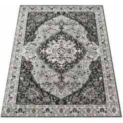 Paco Home Tapis De Salon Poils Ras Oriental Ornements Avec Bordure Noir Gris 80x150 Cm -Tapis et paillasson Soldes 58243429 5