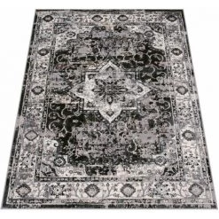 Paco Home Tapis De Salon Poils Ras Ornements Marocain Avec Bordure Moderne Noir Gris 80x150 Cm -Tapis et paillasson Soldes 58243431 5