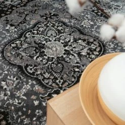 Paco Home Tapis De Salon Poils Ras Oriental Fleuri Avec Bordure Moderne Noir 80x150 Cm -Tapis et paillasson Soldes 58243440 3