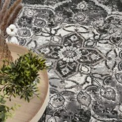 Paco Home Tapis De Salon Poils Ras Oriental Marocain Mandala Avec Bordure Noir Gris Crème 80x150 Cm -Tapis et paillasson Soldes 58243450 3