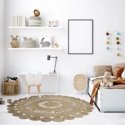 UNAMOURDETAPIS Tapis Rond 70x70 Rond Cm Rond ESPRIT Ecru Entrée Tissé à La Main Jute - Ecru