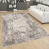 Paco Home Tapis De Salon Poils Ras Motif Abstrait Vintage Moderne Motife Pierre 60x100 Cm, Gris 4
