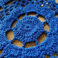 FLYME Napperons Ronds En Dentelle Au Crochet Bleu 75 Cm -Tapis et paillasson Soldes 58665401 5