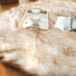 RANIPOBO Tapis Shaggy Chambre Salon Rond Moderne Design 100 Cm - Pointe D'or -Tapis et paillasson Soldes 58690628 3