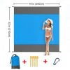 LTS FAFA Tapis De Plage 210x200cm, Portable Imperméable Couverture De Plage Avec 4 Piquets Pour Plage, Camping, Pique-Nique, Voyage Ect Les Èvénements En Extérieur